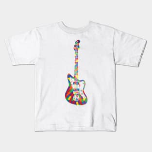 Offset Body Style Electric Guitar Colorful Texture Kids T-Shirt